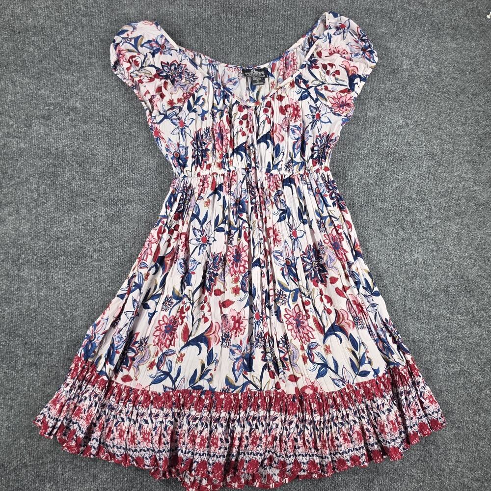 Angie Womens Dress Size S Floral Boho Peasant Ruffle Hem Rayon Multicolor NWOT